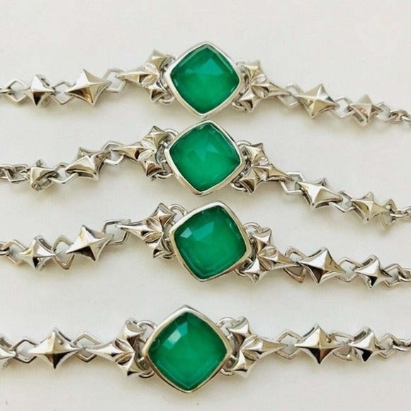 Stephen Webster Sterling Silver Chrysoprase Station Necklace - Picture 3 of 7